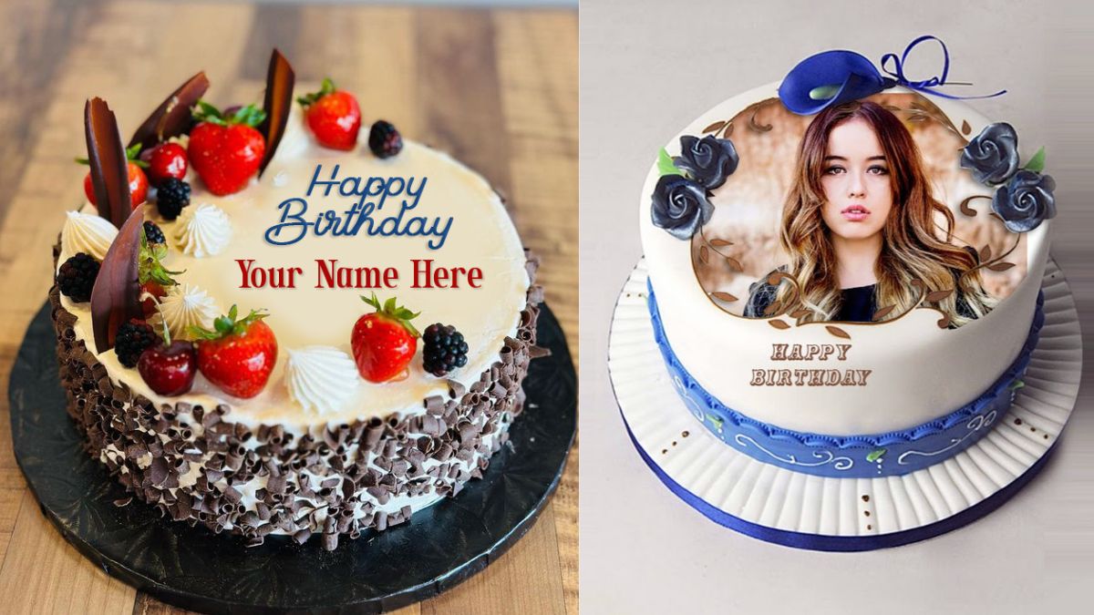 Happy Birthday Cake with Name and Photo Edit