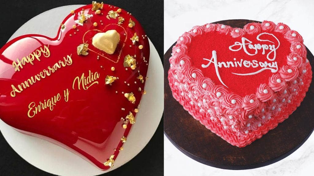 Anniversary Heart Shape Cake Design